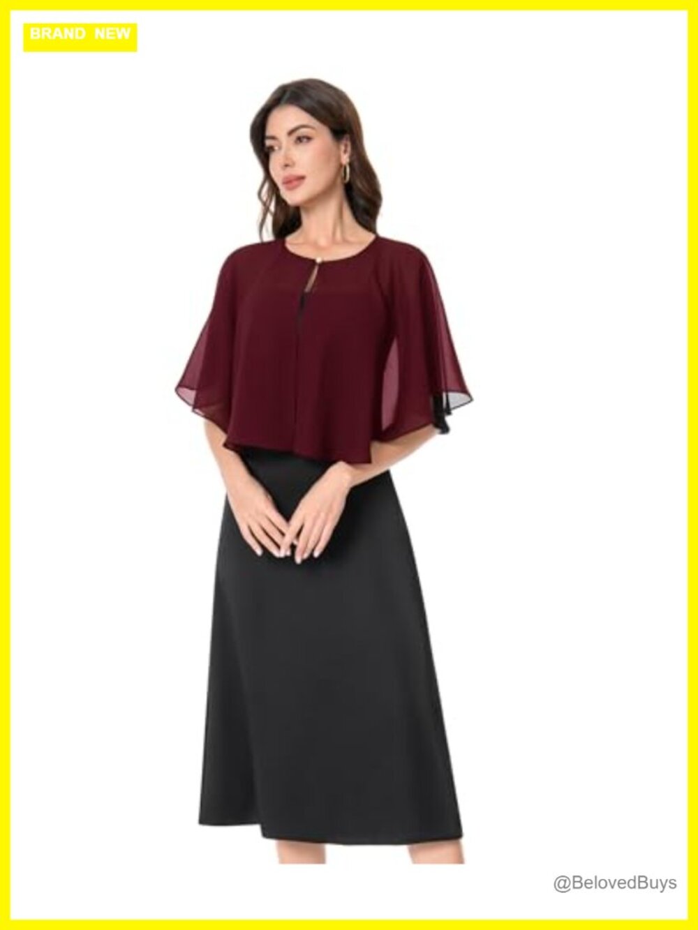 Chiffon Capelet Shawl Wrap for Women - Soft Lightweight Formal Cover Up
